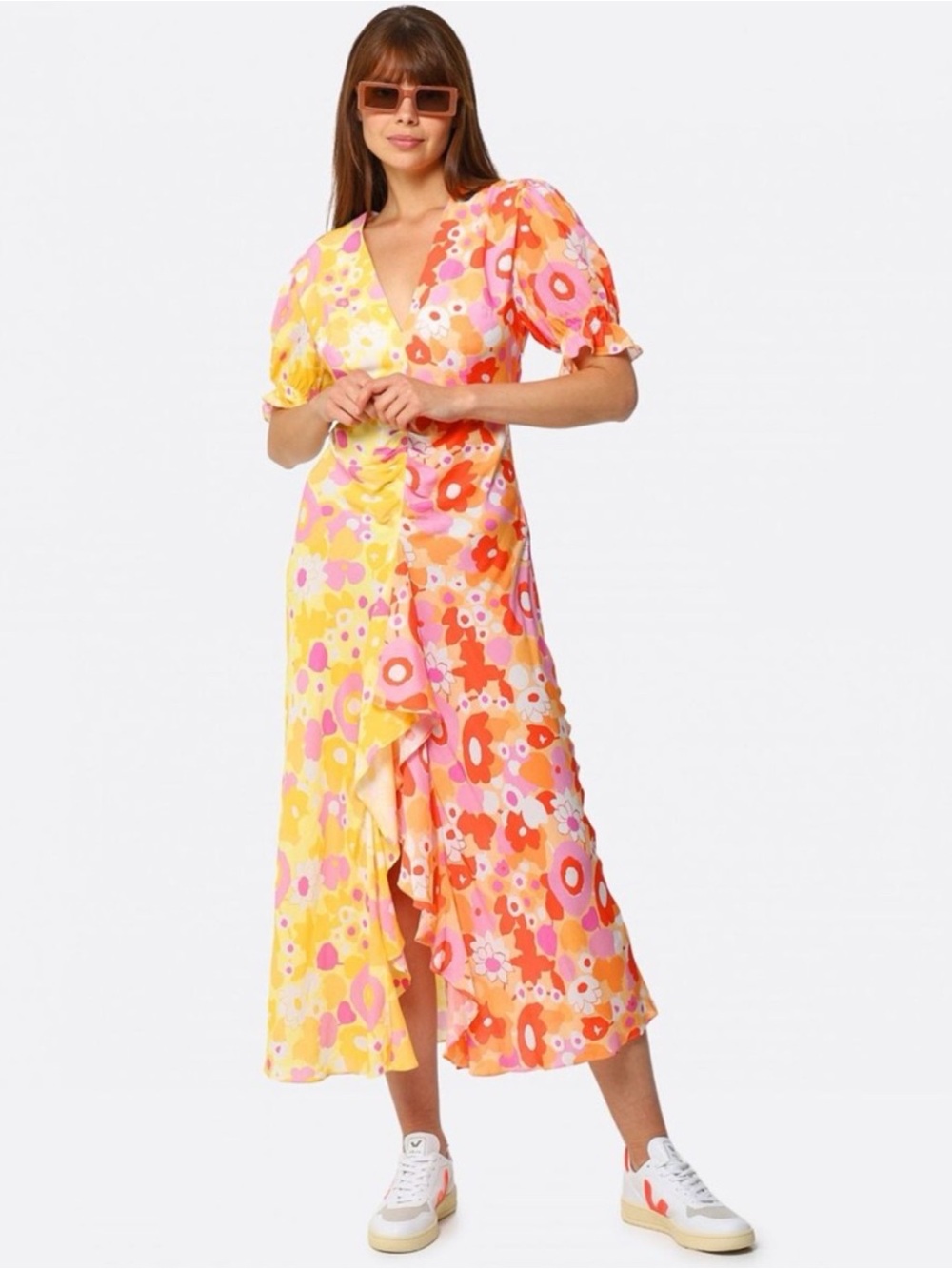 Rixo Ariel Colorblock Maxi Dress Size XS